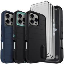 For iPhone 16/16 Pro Max/Plus Rugged Case Kickstand Cover/Glass Screen Protector