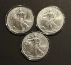 3 Oz Silver Lot of 3 Silver American Eagles 1998 1999 2021 .999 Fine Silver BU