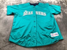 seattle Mariners Baseball Jersey Men's Size XL Teal Button Up Made in USA