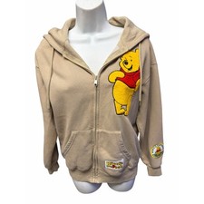 Disney Winnie the Pooh Zip Up Hoodie Sand Beige Small 60% Cotton