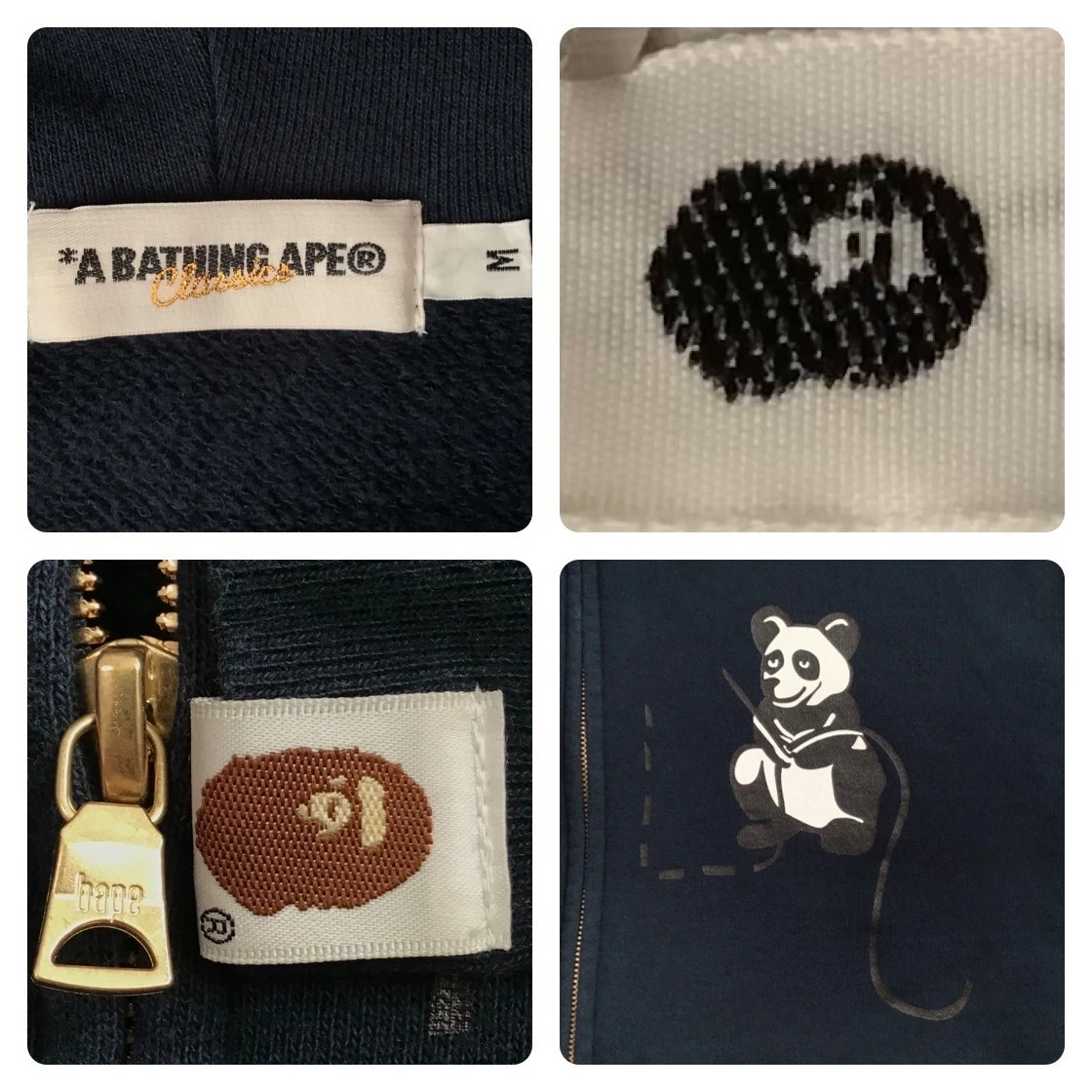 A BATHING APE (BAPE) Felpa con cappuccio Panda taglia M blu navy Panda full zip felpa con cappuccio una scimmia da bagno BAPE Ape vape
