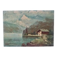 *HH* Dipinto Quadro Paesaggio Montagna Baita Alpi Dolomiti Firmato A. Mauri 