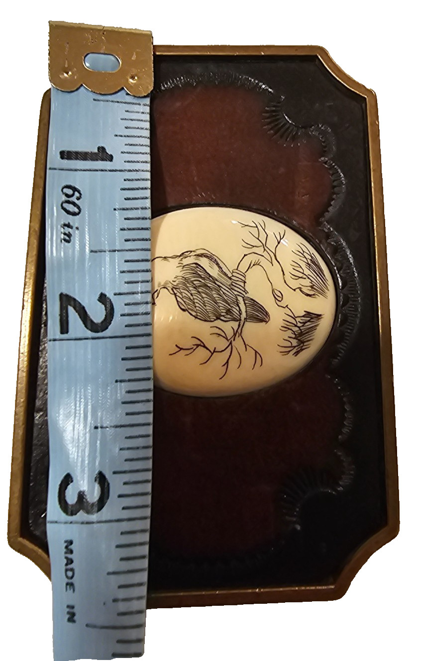 Vintage BTS Solid Brass Leather, Eagle Scrimshaw … - image 9