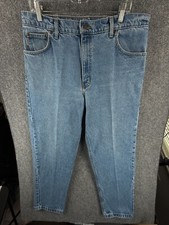 VTG Carhartt Relaxed Fit Blue Denim Jeans Men Workwear B17DST USA Made Adult