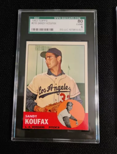 1963 Topps #210 Sandy Koufax SGC 80 6  M.V.P. Year Great Color and Corners