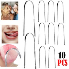 Tongue Scraper, 10 Pack Medical Grade Professional Stainless Steel Tongue US
