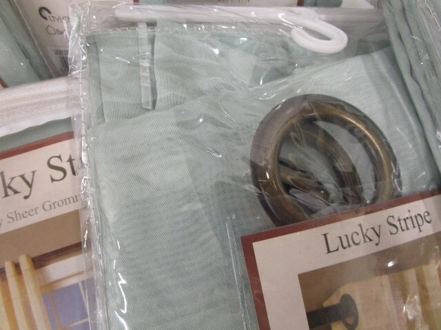 Stylemaster Belle Maison Lucky Stripe Spa Verde Novedad Paneles de Ojal Transparente x 8 Foto 4 de 4