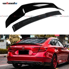 FOR 18-22 HONDA ACCORD GLOSS BLK TRUNK DUCKBILL WING + REAR WINDOW ROOF SPOILER