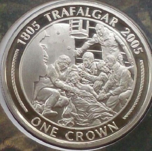 2005 Gibraltar Large Silver Proof 5 Pounds Trafalgar Nelson