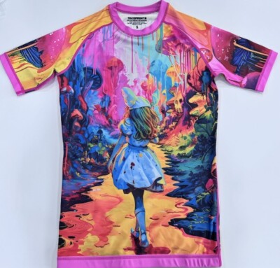 Psychedelic Wonderland Rashguard - Unisex, Alice Design Colorful - Size Medium