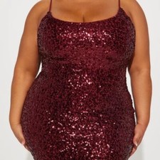Fashion Nova 2x Color Burgundy glitter dress Sequin Mini Dress