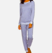 Felina Womens 2 Piece Sleep Set Terry Crew Neck and Jogger PURPLE,XS  NWT