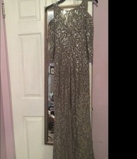 Silver lace sparkle embellished Evening Gown Cocktail bridesmaid prom Dress