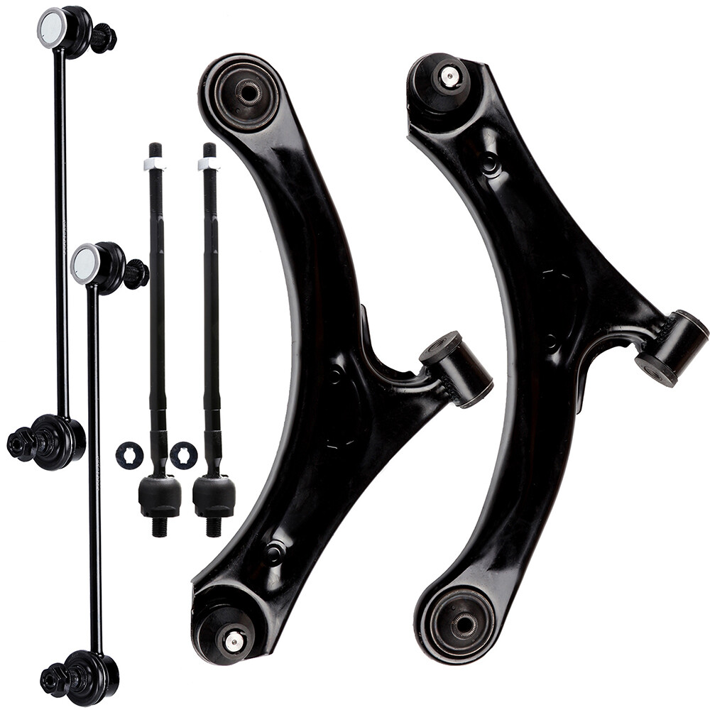 6Pcs For 2004-2007 Suzuki Aerio Front Lower Control Arms Tie Rods Sway Bar Links