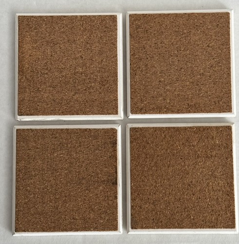 4-Absorbent Stone Table Coasters W/Cork Backing “There’s No Place Like Home” VGC - Picture 4 of 12