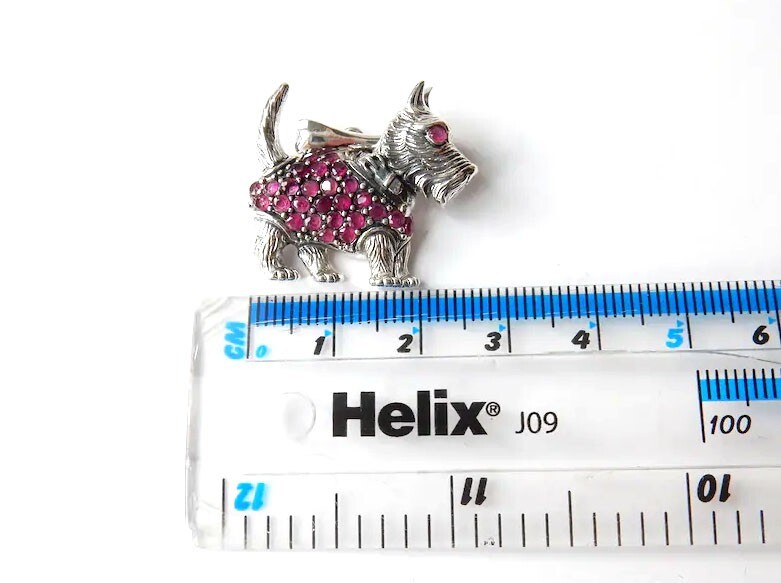 Ruby Gemstone Scottie Dog & Bone Cufflinks Sterli… - image 6