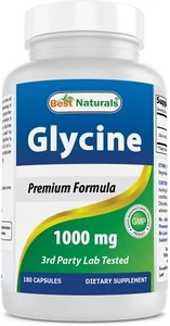 Best Naturals Glycine Supplément 1000 Mg pour la production d'énergie 180Count