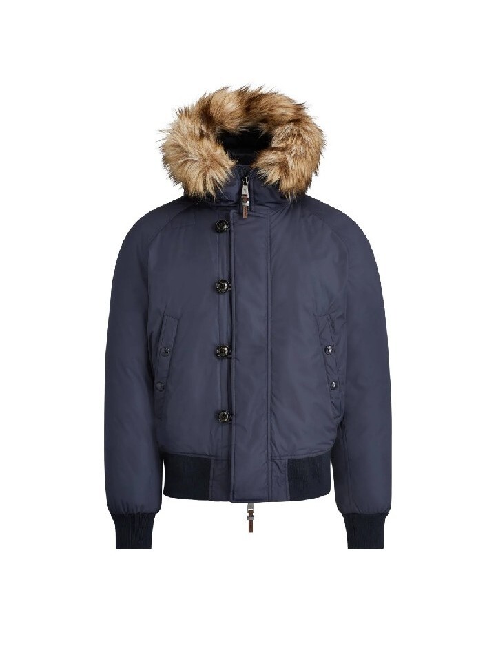 Ralph Lauren Purple Label RLX Navy Quilted Faux Fur Hooded Puffer