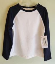 Old Navy Boys 2T 4T Long Sleeve Rash Guard Swim Tee NAVY WHITE Beach Pool #31822