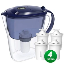 SimPure Water Filter Pitcher BPA-Free, Reduce TDS 10 Cup/3.5L 1 Pitcher+4 Filter