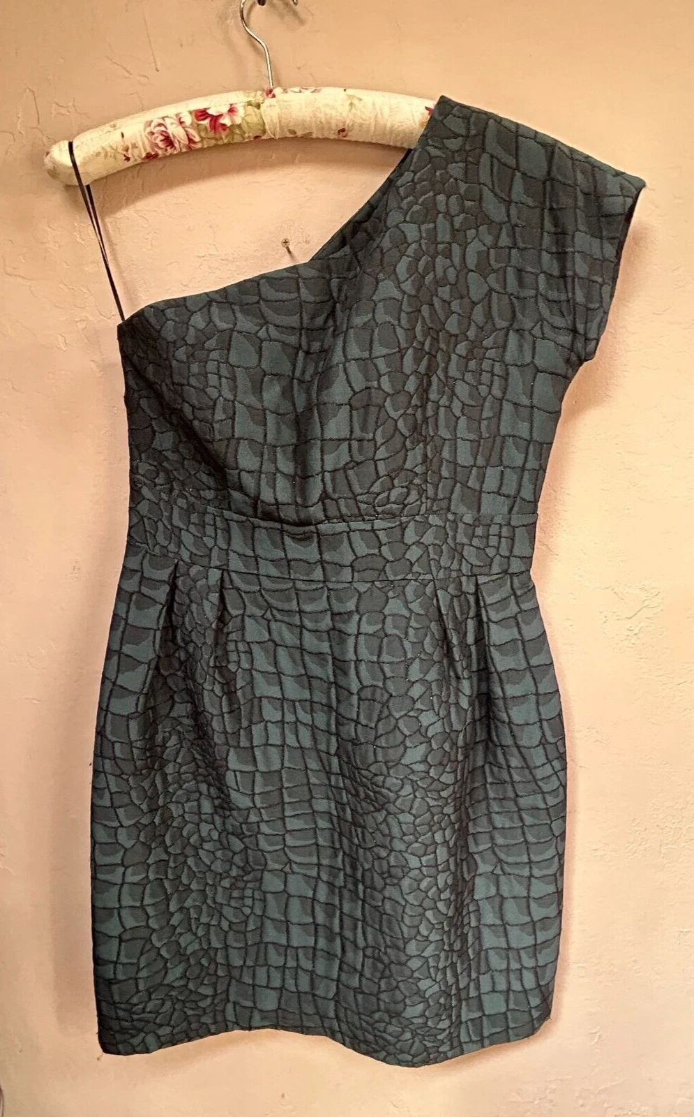 Abito tubino monospalla Moschino economico e chic donna stampa animalier tg 12 verde