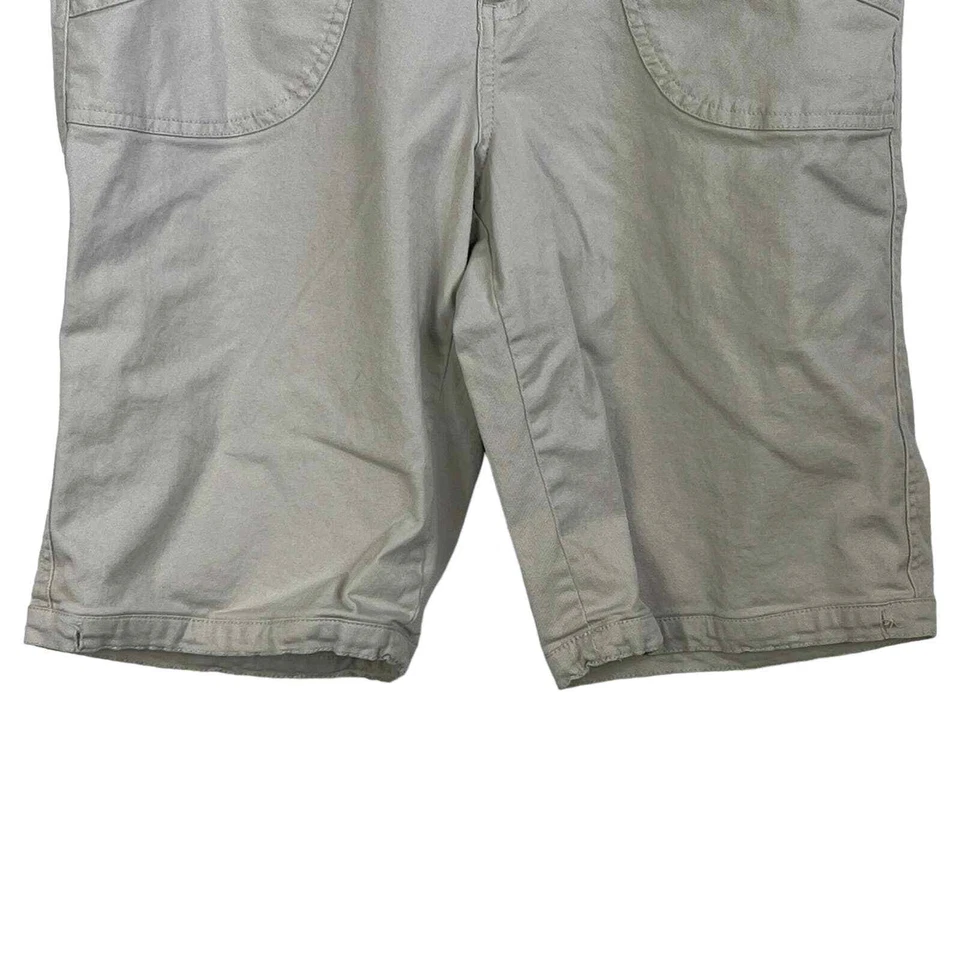 CARIBBEAN JOE ALGODÓN ELÁSTICO TIRO MEDIO FRENTE PLANO BERMUDA PANTALONES CORTOS TOSTADO 12P PETITE Foto 4 de 4