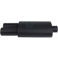 2.5" Inlet 3" Oval Flat Tip Black Coated Stainless Exhaust Muffler 21" Long