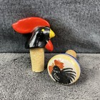 Vintage Traditional Ceramic Portugal Good Luck Roosters Wine Bottle Stopper Cork