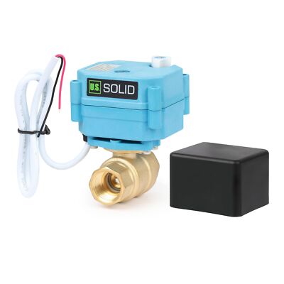U. S. Solid Motorized Ball Valve w/ Waterproof Cover 1/2in Brass AC 110-230V
