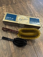 Lot of 2 Vintage Stanley Home Clothes Lint Brushes "Signature" Brown Small Black