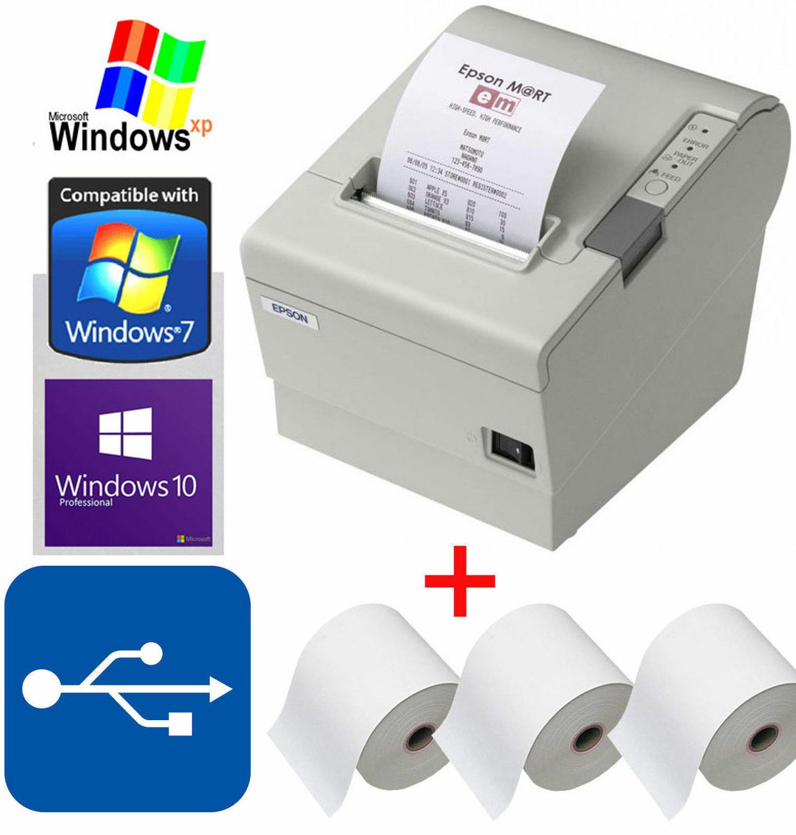 USB Stampante Fiscale Epson TM-T88IV 3x Rotoli Gastro