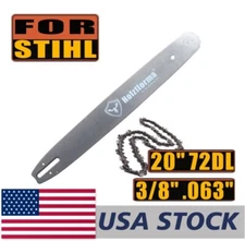 US 20In 3/8 .063 72DL Chainsaw Guide Bar&Chain For Stihl MS361 MS362 MS380 MS390