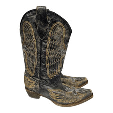 CORRAL Teens Western Pull On Brown Leather Embroidered Boots - Size 4