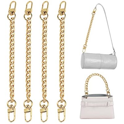 Shuixiong 4PCS Purse Chain Strap, Flat Handbag Replacement Strap Bright Gold