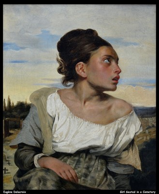 eugne-delacroix---mädchen-sitzend-auf-einem-friedhof--jpb_14909380791_o(1) Poster Leinwand