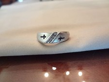  206-VINTAGE STERLING SILVER 2 CROSS RING WITH 4 STONES-925--SIZE-11