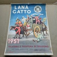 Calendario Pubblicitario - Lana Gatto 1951 (Carnevale Maschere Italiane)
