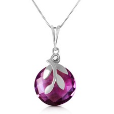 5.32 Ct 14k Solid White Gold Necklace Checkerboard Cut Purple Amethyst Diamond