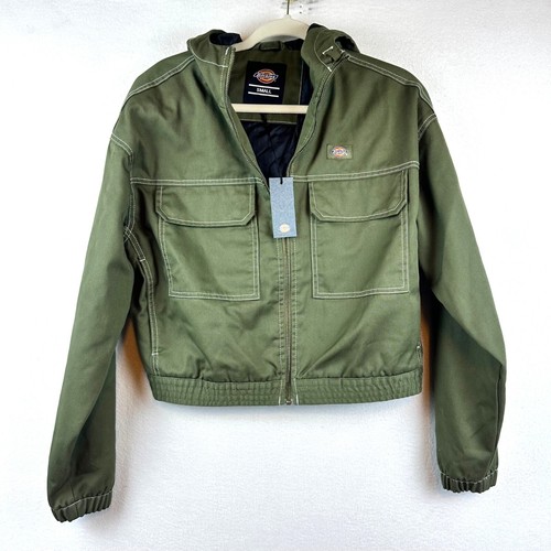 NWT Dickies Green Zip Hoodie Jacket Womens Small Utility Chore Workwear Skate