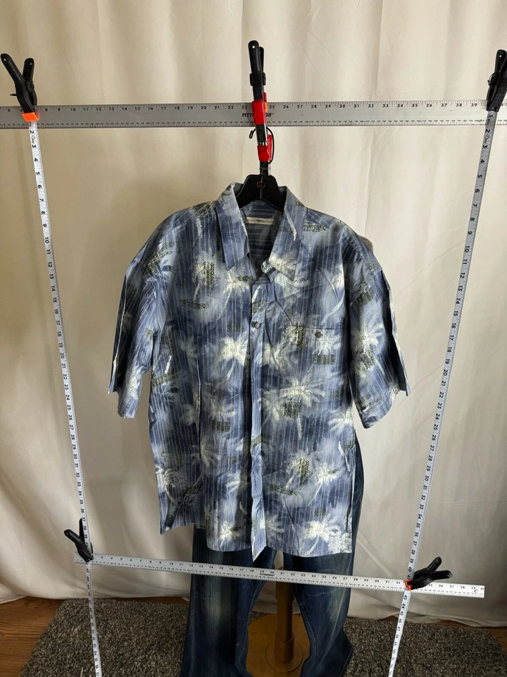 Campia Green Bleu Floral SHORT SLEEVE SHIRT Large L  - Image 2 of 4