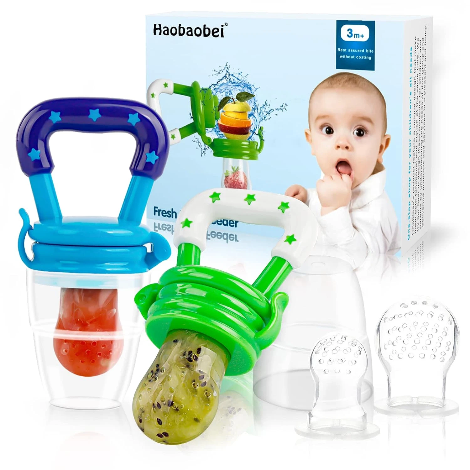 Baby Fruit Feeder/Food Feeder Pacifier for Babies (2 Pack) - Mesh Teethers for