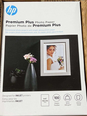 HP Premium Plus Photo Paper Glossy 4x6 100ct Each CR668A Made Germany-5Packs