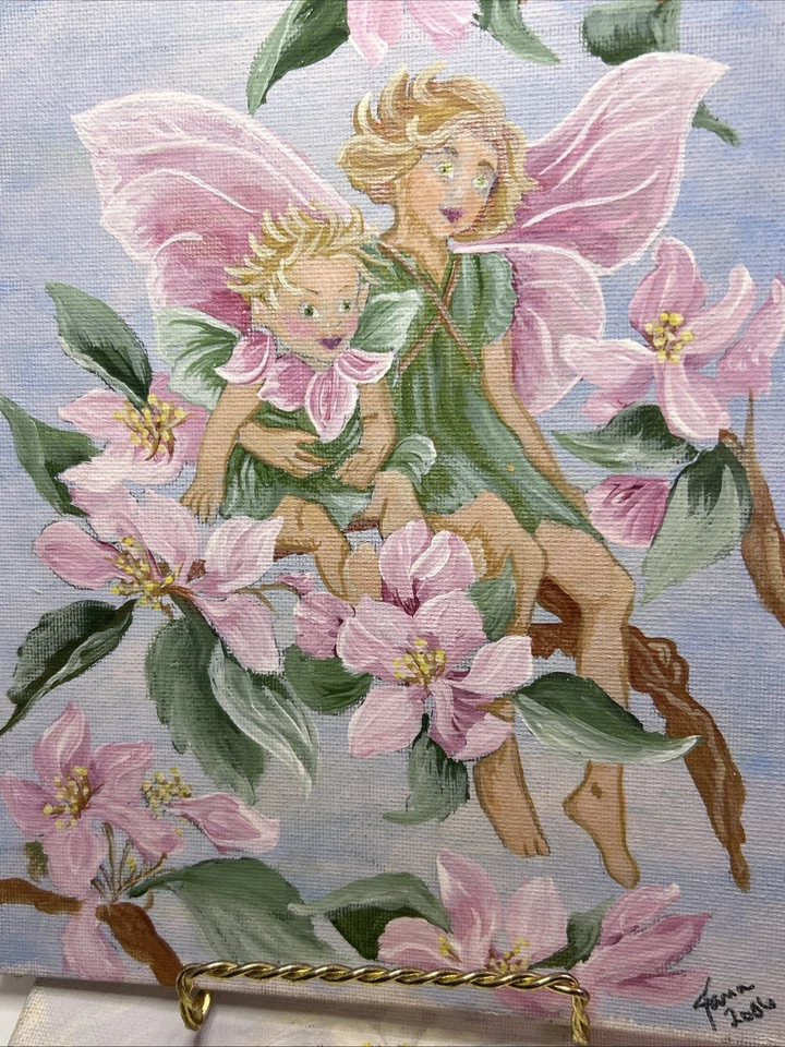 Lot Of 6 Hand Painted Artist Signed 10” X 8” Fairie Acrylic Paintings On Canvas - Image 2 of 4