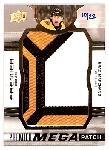 2021-22 Upper Deck Premier Mega Patch Chest Logos 10/22 Brad Marchand CD5