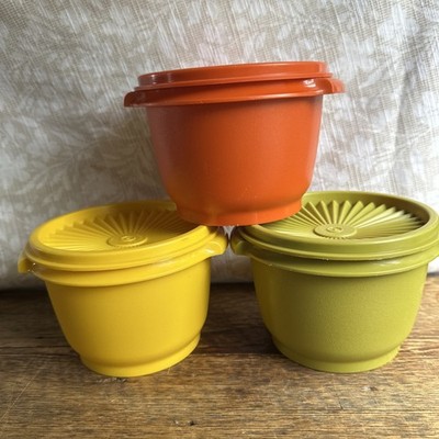 Vintage 1970s TUPPERWARE SERVALIER Bowls #886 & Instant Seals #812 LOT of THREE 