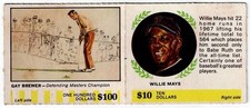 1968 Winners Circle Vintage Baseball / Golf Panel - Willie Mays & Gay Brewer