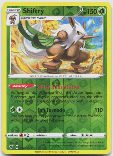 Shiftry 012/185 SWSH04: Vivid Voltage POKEMON TCG Rare