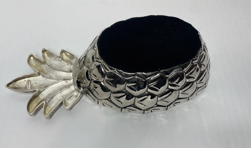 Bandeja de piña tropical de metal Godinger plato de arte plateado Foto 3 de 4