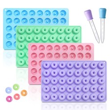 Donut Silicone Candy Molds with 2 Droppers, 4 Packs Mini Donut Pan Mold Gummy...