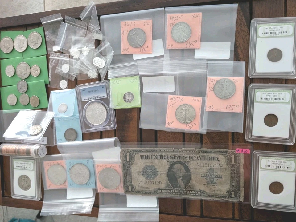 Huge Coin Lot of 38 Silver, Slabs, 1800s, Morgans, Peace, Liberty 1923 Silver 1$ - Image 2 of 4